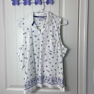 EUC Vintage Madison & Max women’s white paisley floral collared intimates top XL